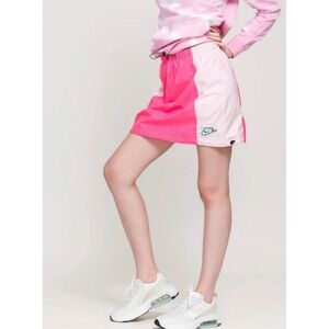 Nike Women Color Block Nylon Drawstring Skirt Pink Black XL NWT